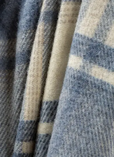 Blue Check Pure New Wool Throw